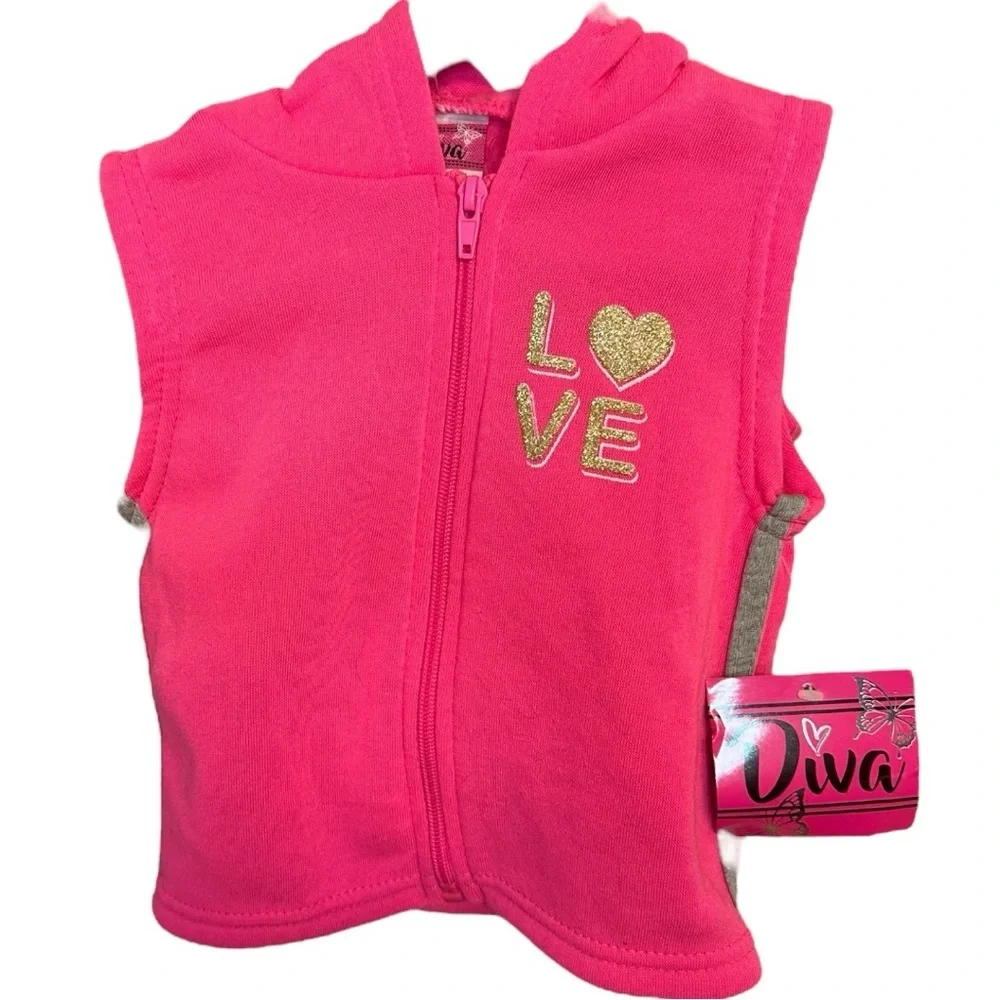 Diva Pink Kids Vest with Love Design